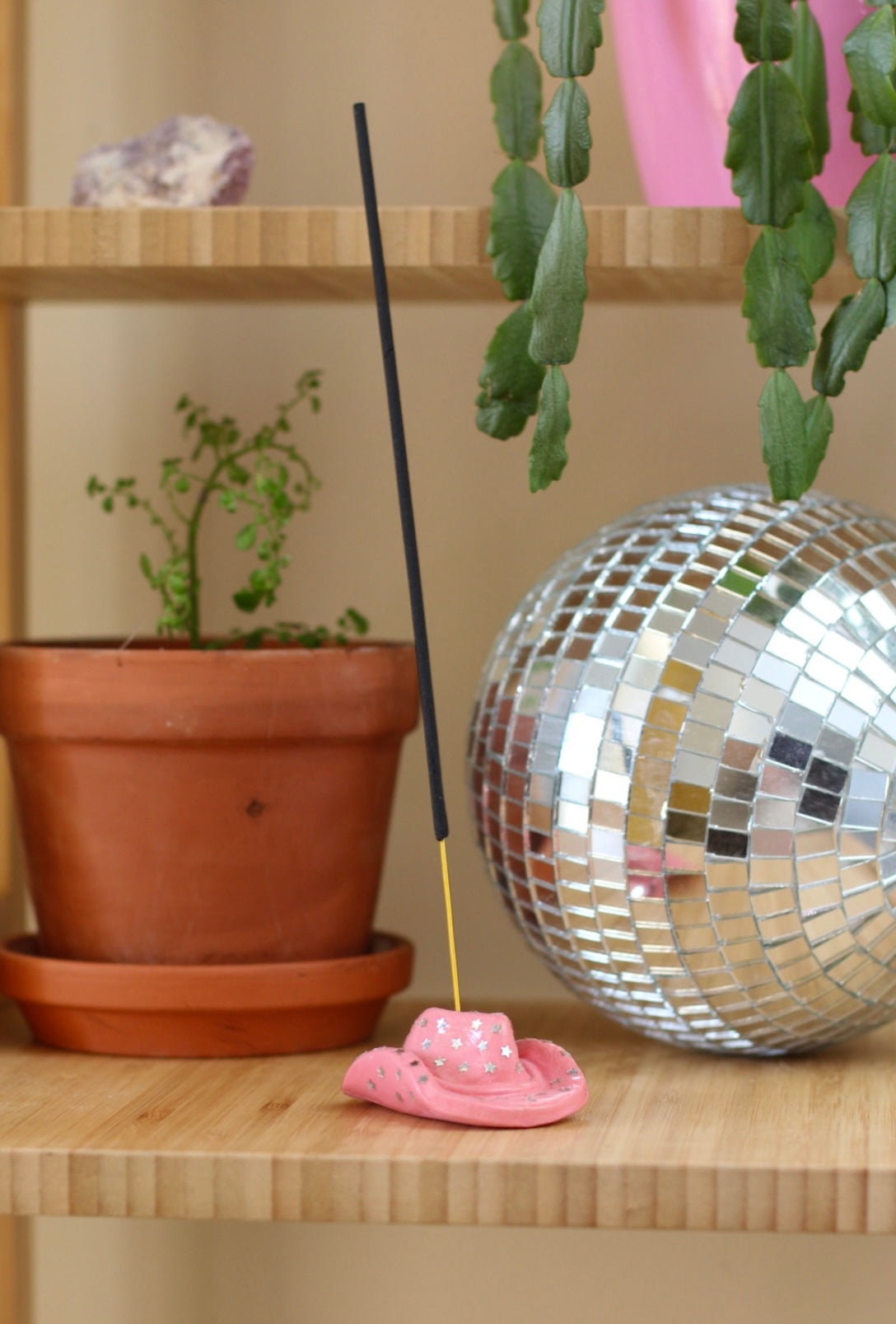 Mini Cowboy Hat Incense Holder- Pink and Stars