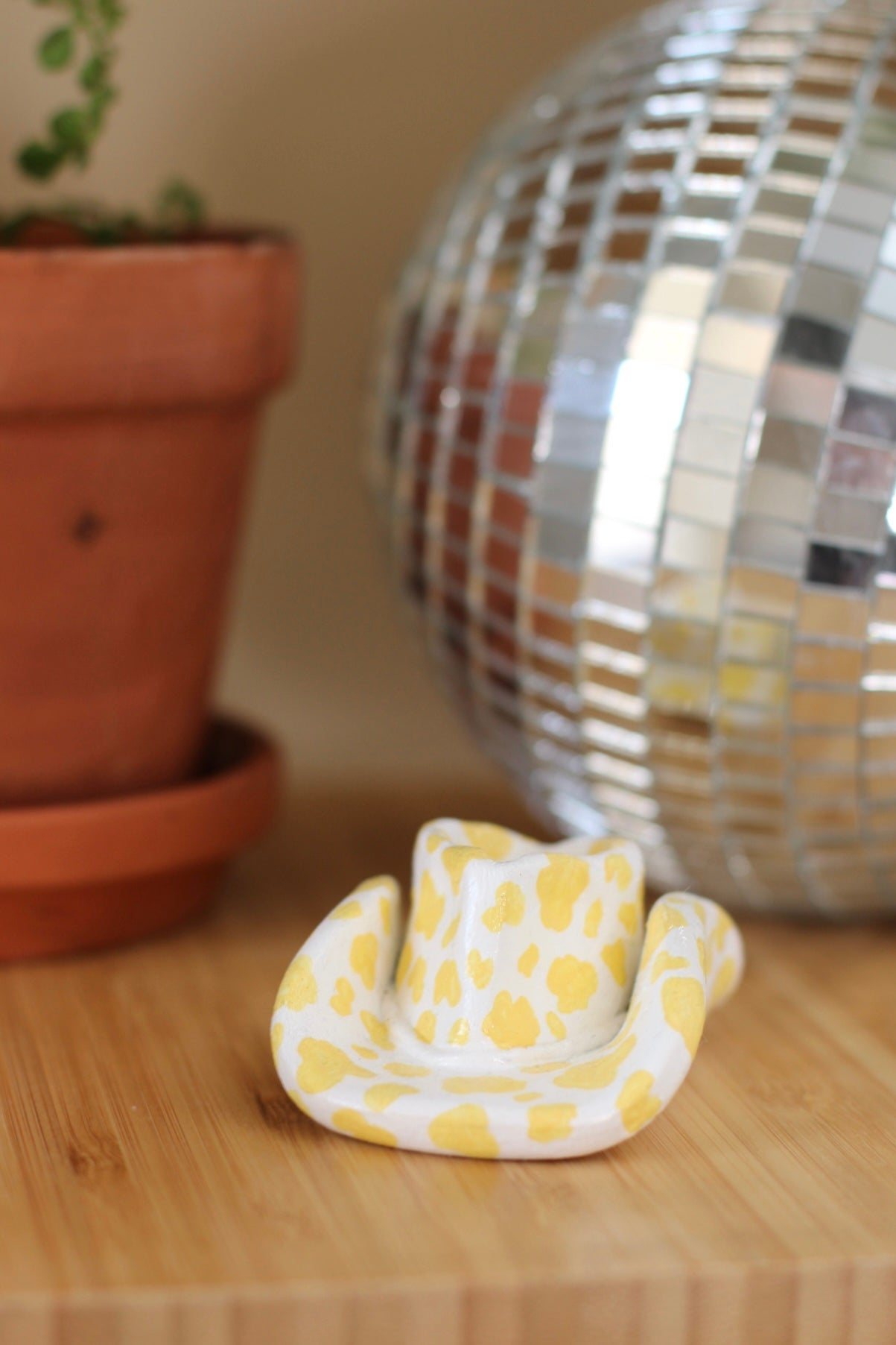 Cowboy Hat Incense Holder- Yellow Cow Print