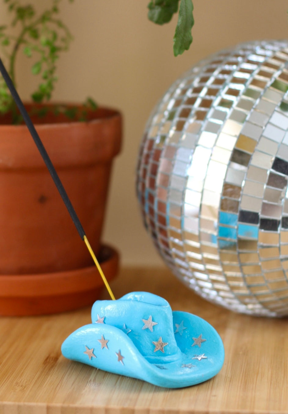 Cowboy Hat Incense Holder- Blue and Stars