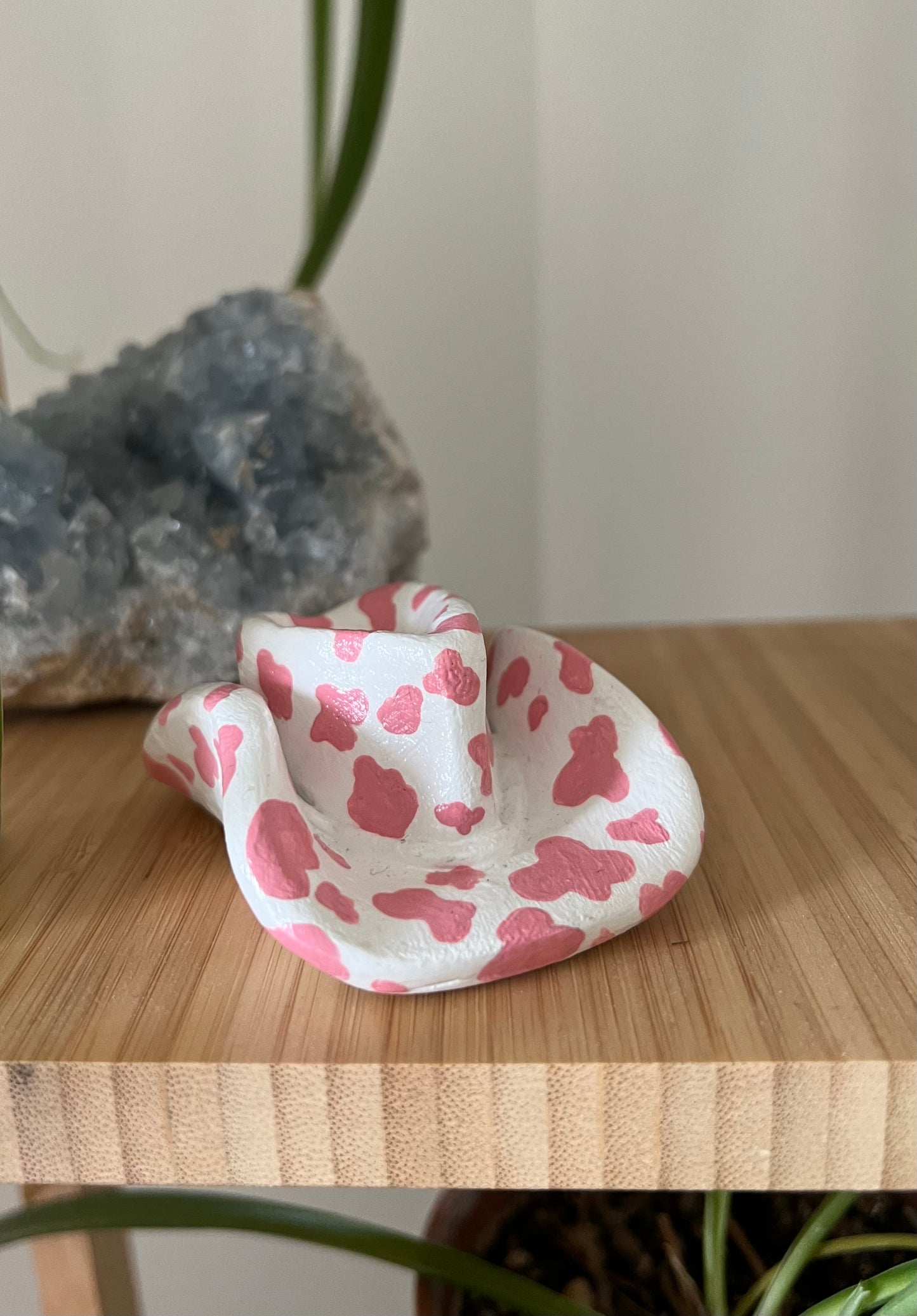 Cowboy Hat Incense Holder- Pink Cow Print
