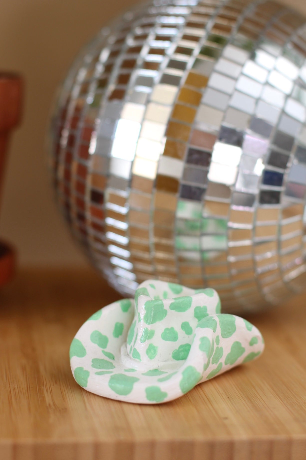 Cowboy Hat Incense Holder- Green Cow Print