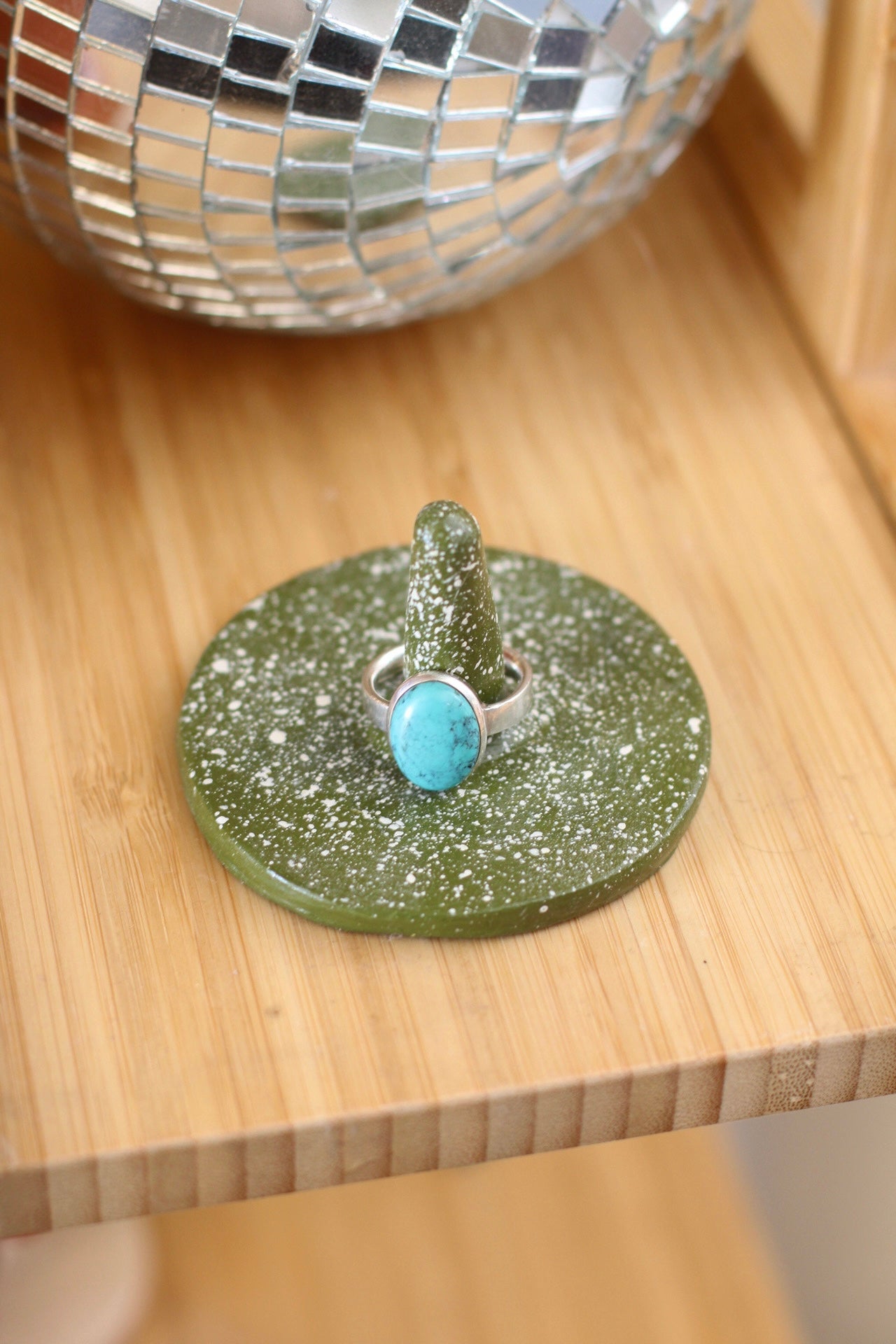 Ring Holder with Plate- Speckled Green