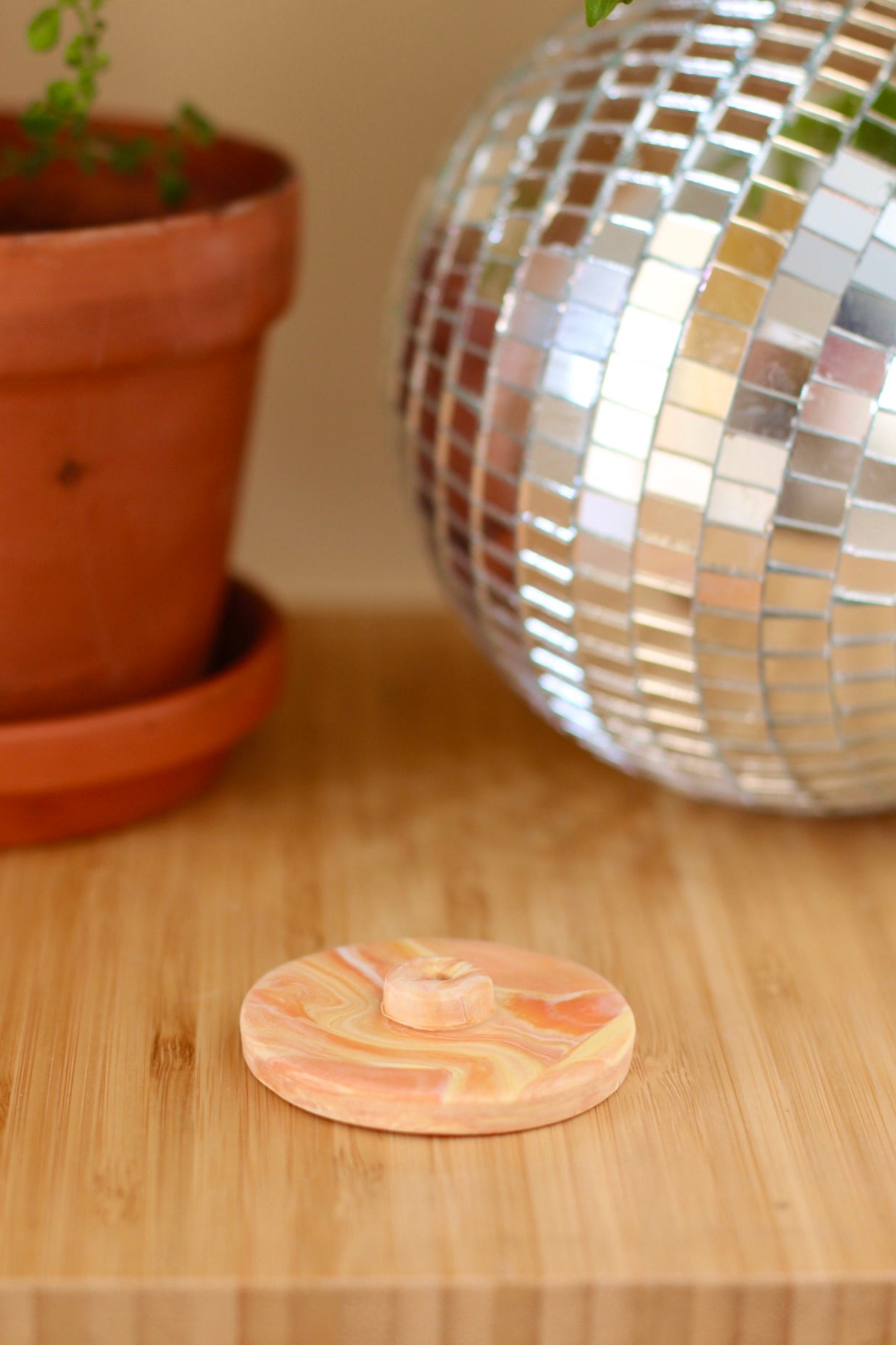 Round Marble Incense Holder- Tangerine