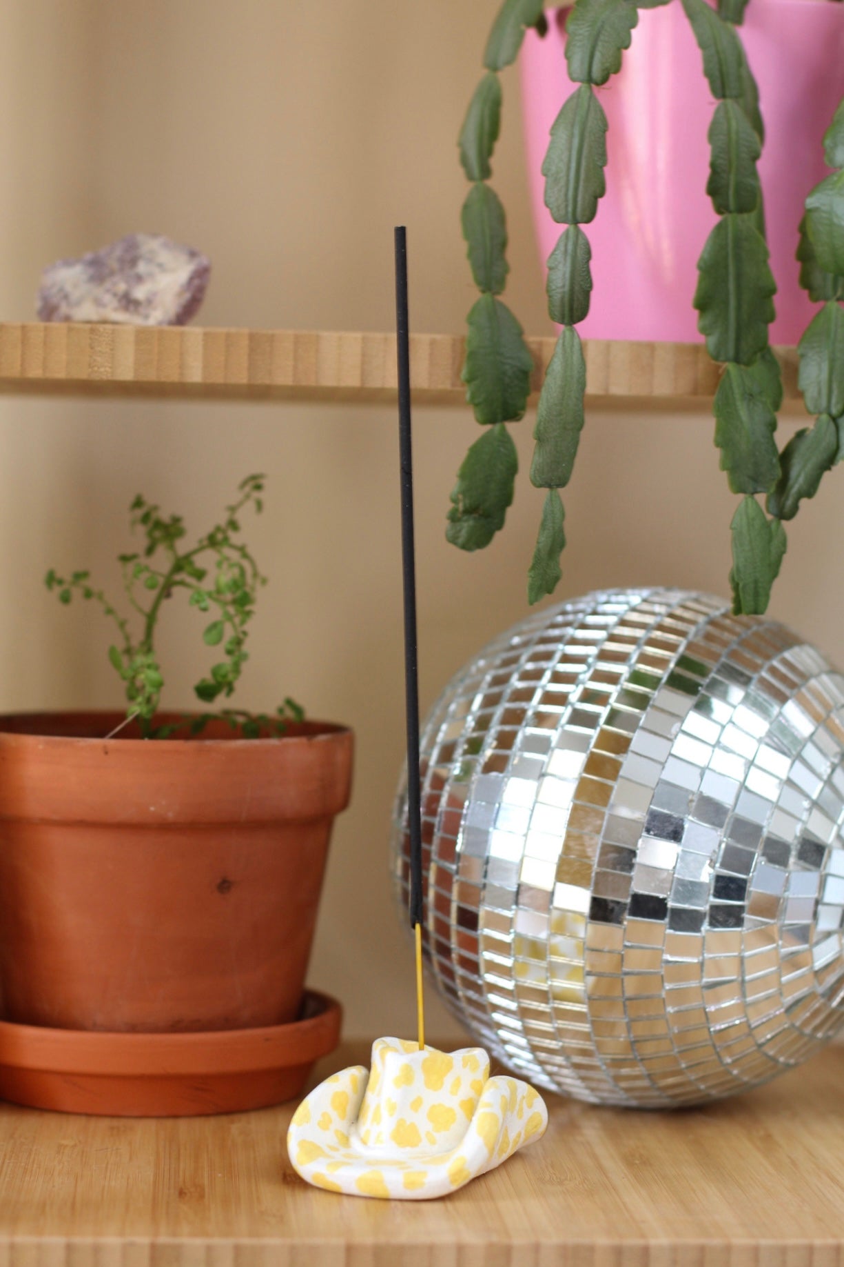 Cowboy Hat Incense Holder- Yellow Cow Print