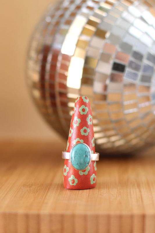 Mini Ring Holder- Mint Daisies